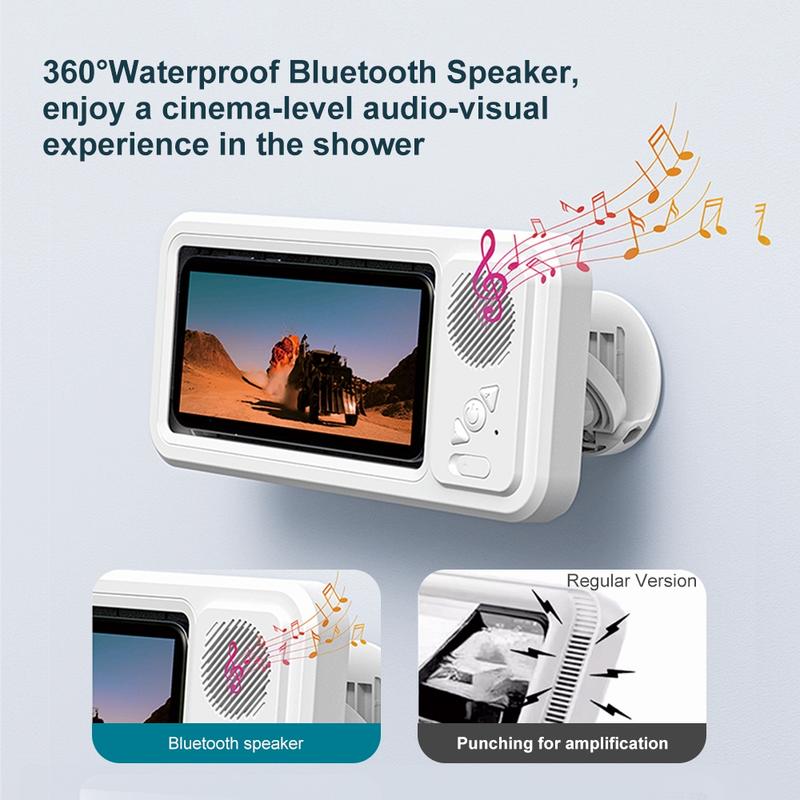 SuperBox waterproof shower phone holder with Bluetooth speaker
